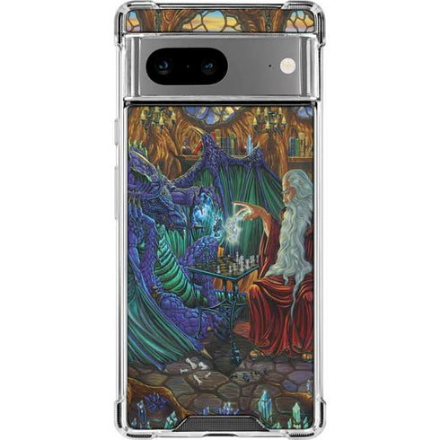 Dragon and Wizard Playing Chess by Ed Beard Jr Google Pixel 8a Clear Case